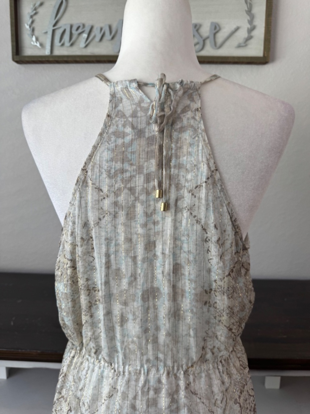 Hale Bob 100% Silk Beaded Snake Print Maxi Dress Women's Size S KK - Picture 5 of 10